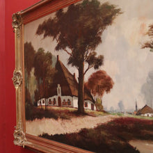 Load image into Gallery viewer, Antique Dutch Framed Oil on Canvas, Country Farmhouse Village Scene. B11674
