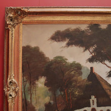 Load image into Gallery viewer, Antique Dutch Framed Oil on Canvas, Country Farmhouse Village Scene. B11674
