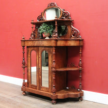 Load image into Gallery viewer, Antique English Burr Walnut Hall Cabinet or Entry / Dining Room Display Cupboard. 12180
