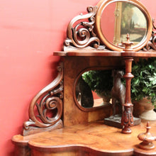 Load image into Gallery viewer, Antique English Burr Walnut Hall Cabinet or Entry / Dining Room Display Cupboard. 12180
