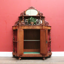 Load image into Gallery viewer, Antique English Burr Walnut Hall Cabinet or Entry / Dining Room Display Cupboard. 12180
