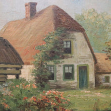 Load image into Gallery viewer, Antique Dutch Framed (Gilt Frame) Cottage or House by a Stream, Cottage Scene B12144
