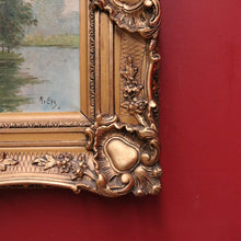 Load image into Gallery viewer, Antique Dutch Framed (Gilt Frame) Cottage or House by a Stream, Cottage Scene B12144
