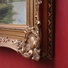 Load image into Gallery viewer, Antique Dutch Framed (Gilt Frame) Cottage or House by a Stream, Cottage Scene B12144
