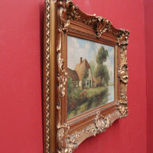 Load image into Gallery viewer, Antique Dutch Framed (Gilt Frame) Cottage or House by a Stream, Cottage Scene B12144
