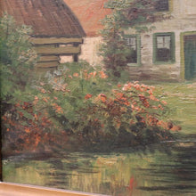 Load image into Gallery viewer, Antique Dutch Framed (Gilt Frame) Cottage or House by a Stream, Cottage Scene B12144
