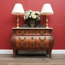 Load image into Gallery viewer, Antique Chest of Drawers, French, Walnut, Gilt Brass, Marble Top, 3 Drawers, Key. B12100
