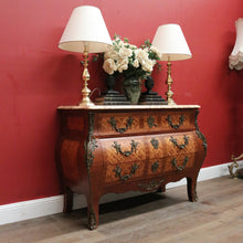 Load image into Gallery viewer, Antique Chest of Drawers, French, Walnut, Gilt Brass, Marble Top, 3 Drawers, Key. B12100
