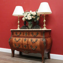 Load image into Gallery viewer, Antique Chest of Drawers, French, Walnut, Gilt Brass, Marble Top, 3 Drawers, Key. B12100
