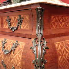 Load image into Gallery viewer, Antique Chest of Drawers, French, Walnut, Gilt Brass, Marble Top, 3 Drawers, Key. B12100
