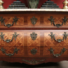 Load image into Gallery viewer, Antique Chest of Drawers, French, Walnut, Gilt Brass, Marble Top, 3 Drawers, Key. B12100
