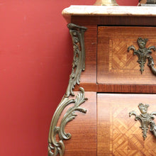 Load image into Gallery viewer, Antique Chest of Drawers, French, Walnut, Gilt Brass, Marble Top, 3 Drawers, Key. B12100
