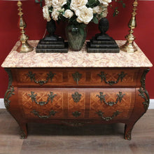 Load image into Gallery viewer, Antique Chest of Drawers, French, Walnut, Gilt Brass, Marble Top, 3 Drawers, Key. B12100
