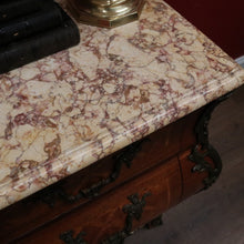 Load image into Gallery viewer, Antique Chest of Drawers, French, Walnut, Gilt Brass, Marble Top, 3 Drawers, Key. B12100
