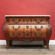 Load image into Gallery viewer, Antique Chest of Drawers, French, Walnut, Gilt Brass, Marble Top, 3 Drawers, Key. B12100
