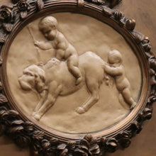 Load image into Gallery viewer, Antique French Mirror. Wall Hanging Mirror.  Young Children and a Dog In Plaster Relief. B12152
