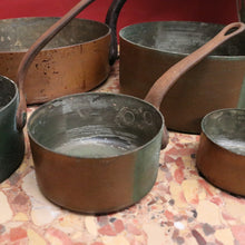 Load image into Gallery viewer, Eight Antique Copper and Cast Iron Saucepans - Antwerpen (Antwerp), Belgium B12047
