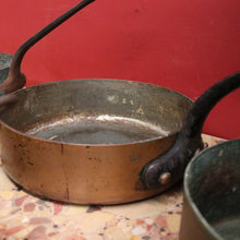 Load image into Gallery viewer, Eight Antique Copper and Cast Iron Saucepans - Antwerpen (Antwerp), Belgium B12047
