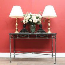 Load image into Gallery viewer, x SOLD Vintage Marble Top Hall Table with Verdigris Bronze over Wrought Iron Base, Entry Foyer Table. B12186
