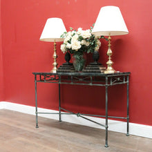 Load image into Gallery viewer, x SOLD Vintage Marble Top Hall Table with Verdigris Bronze over Wrought Iron Base, Entry Foyer Table. B12186
