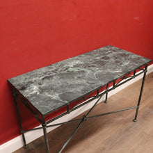 Load image into Gallery viewer, x SOLD Vintage Marble Top Hall Table with Verdigris Bronze over Wrought Iron Base, Entry Foyer Table. B12186
