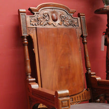 Load image into Gallery viewer, Pair of Antique Mahogany and Leather Armchairs, Carved detail, Castors. B12189
