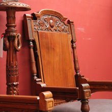 Load image into Gallery viewer, Pair of Antique Mahogany and Leather Armchairs, Carved detail, Castors. B12189
