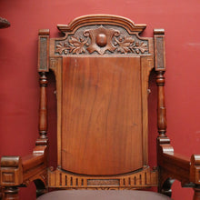 Load image into Gallery viewer, Pair of Antique Mahogany and Leather Armchairs, Carved detail, Castors. B12189
