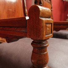 Load image into Gallery viewer, Pair of Antique Mahogany and Leather Armchairs, Carved detail, Castors. B12189
