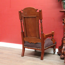 Load image into Gallery viewer, Pair of Antique Mahogany and Leather Armchairs, Carved detail, Castors. B12189
