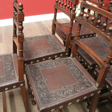 Load image into Gallery viewer, Set of 10 Antique French Dining Chairs, Leather and Pressed Leather Kitchen Chairs. B12191
