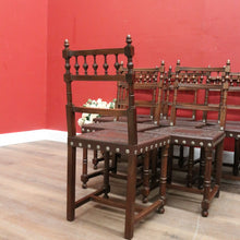 Load image into Gallery viewer, Set of 10 Antique French Dining Chairs, Leather and Pressed Leather Kitchen Chairs. B12191
