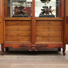 Load image into Gallery viewer, Antique French Oak Bookcase, Eight Drawer Display Cabinet or Cupboard, Glass Doors. B12192
