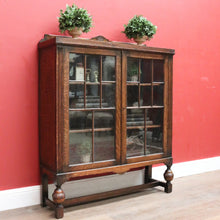 Load image into Gallery viewer, x SOLD Antique English Oak China Cabinet - Two Door, Display Cabinet or Bookcase. B12198
