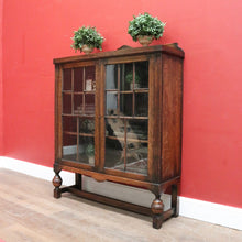 Load image into Gallery viewer, x SOLD Antique English Oak China Cabinet - Two Door, Display Cabinet or Bookcase. B12198
