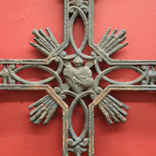 Load image into Gallery viewer, Antique French Cross, Sacred Heart Crucifix, Wrought Iron Cross, Marker. B12147
