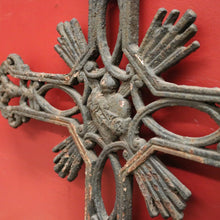 Load image into Gallery viewer, Antique French Cross, Sacred Heart Crucifix, Wrought Iron Cross, Marker. B12147
