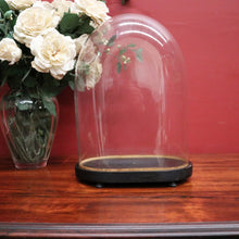 Load image into Gallery viewer, x SOLD Antique Glass Dome and Wooden Base, Statue, Religious, Clock Cover, Taxidermy Dome. B12125
