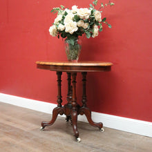 Load image into Gallery viewer, Antique English Side Table, Lamp or Hall Table, Birdcage Base, Burr Walnut. B12184
