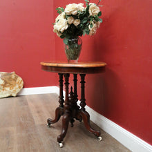 Load image into Gallery viewer, Antique English Side Table, Lamp or Hall Table, Birdcage Base, Burr Walnut. B12184
