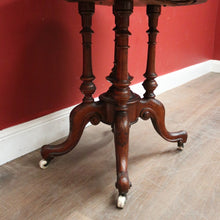 Load image into Gallery viewer, Antique English Side Table, Lamp or Hall Table, Birdcage Base, Burr Walnut. B12184
