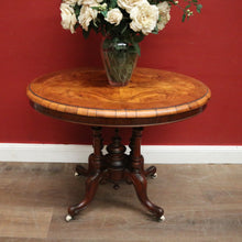 Load image into Gallery viewer, Antique English Side Table, Lamp or Hall Table, Birdcage Base, Burr Walnut. B12184
