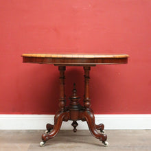 Load image into Gallery viewer, Antique English Side Table, Lamp or Hall Table, Birdcage Base, Burr Walnut. B12184
