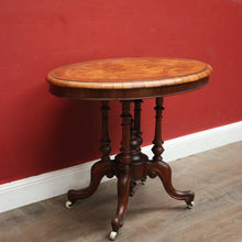 Load image into Gallery viewer, Antique English Side Table, Lamp or Hall Table, Birdcage Base, Burr Walnut. B12184
