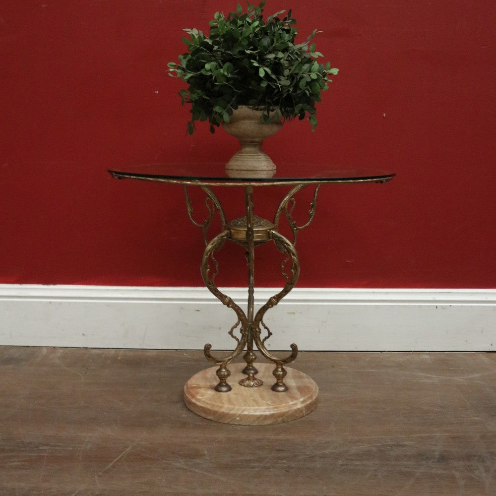 A Mid-century Lamp or Side Table, Glass, Brass and Marble Tri-leg Pedestal Base. B12185