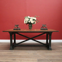 Load image into Gallery viewer, Cross Stretcher Base Dining Table or Kitchen Table with Stone Inlay Pattern Top. B12182
