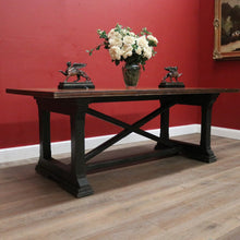 Load image into Gallery viewer, Cross Stretcher Base Dining Table or Kitchen Table with Stone Inlay Pattern Top. B12182
