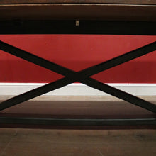 Load image into Gallery viewer, Cross Stretcher Base Dining Table or Kitchen Table with Stone Inlay Pattern Top. B12182
