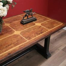 Load image into Gallery viewer, Cross Stretcher Base Dining Table or Kitchen Table with Stone Inlay Pattern Top. B12182
