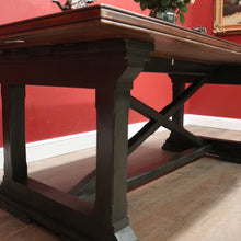 Load image into Gallery viewer, Cross Stretcher Base Dining Table or Kitchen Table with Stone Inlay Pattern Top. B12182
